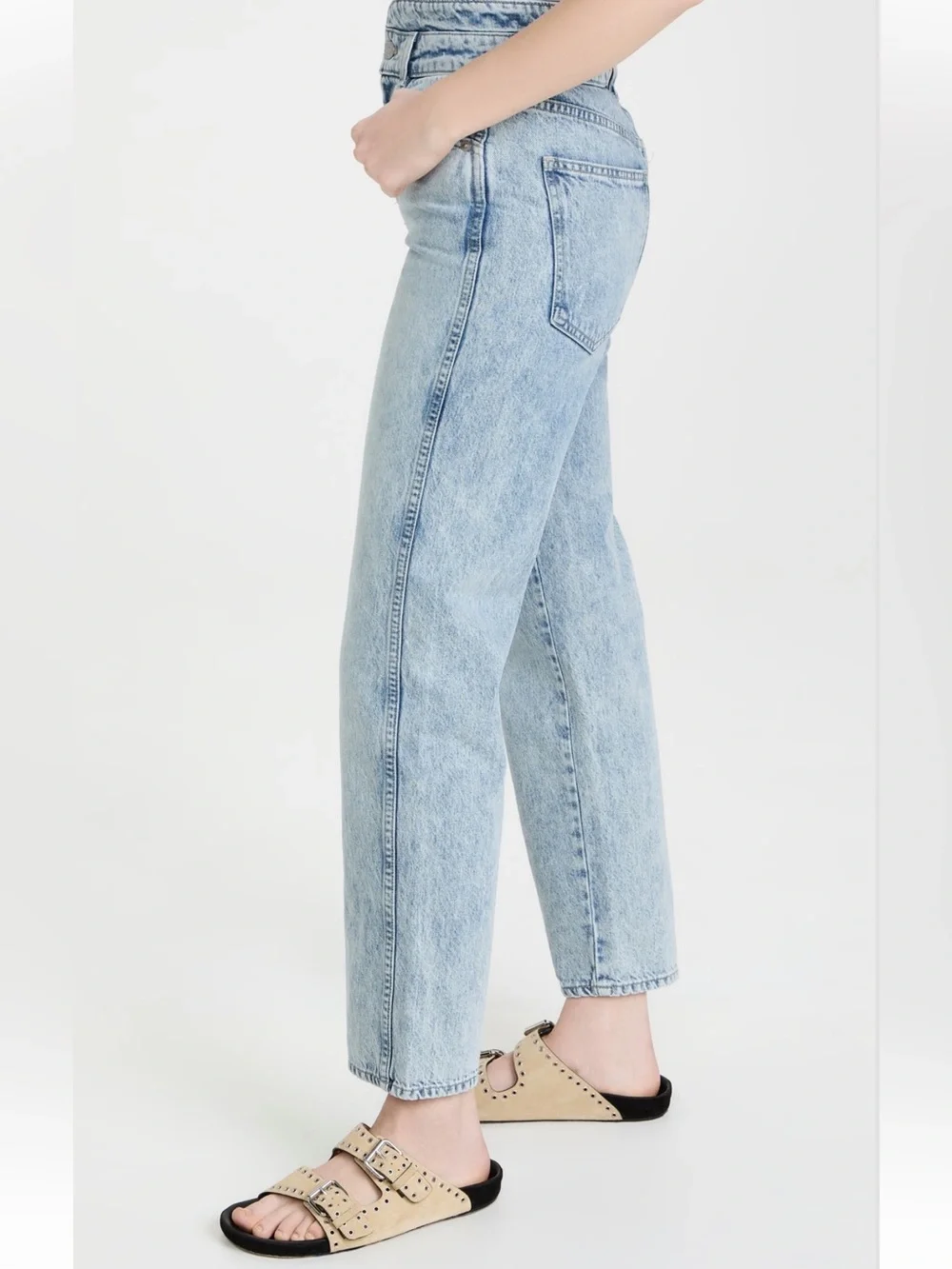 Veronica Beard Light Blue Blake Straight Leg Jeans Pebble Stone - 26